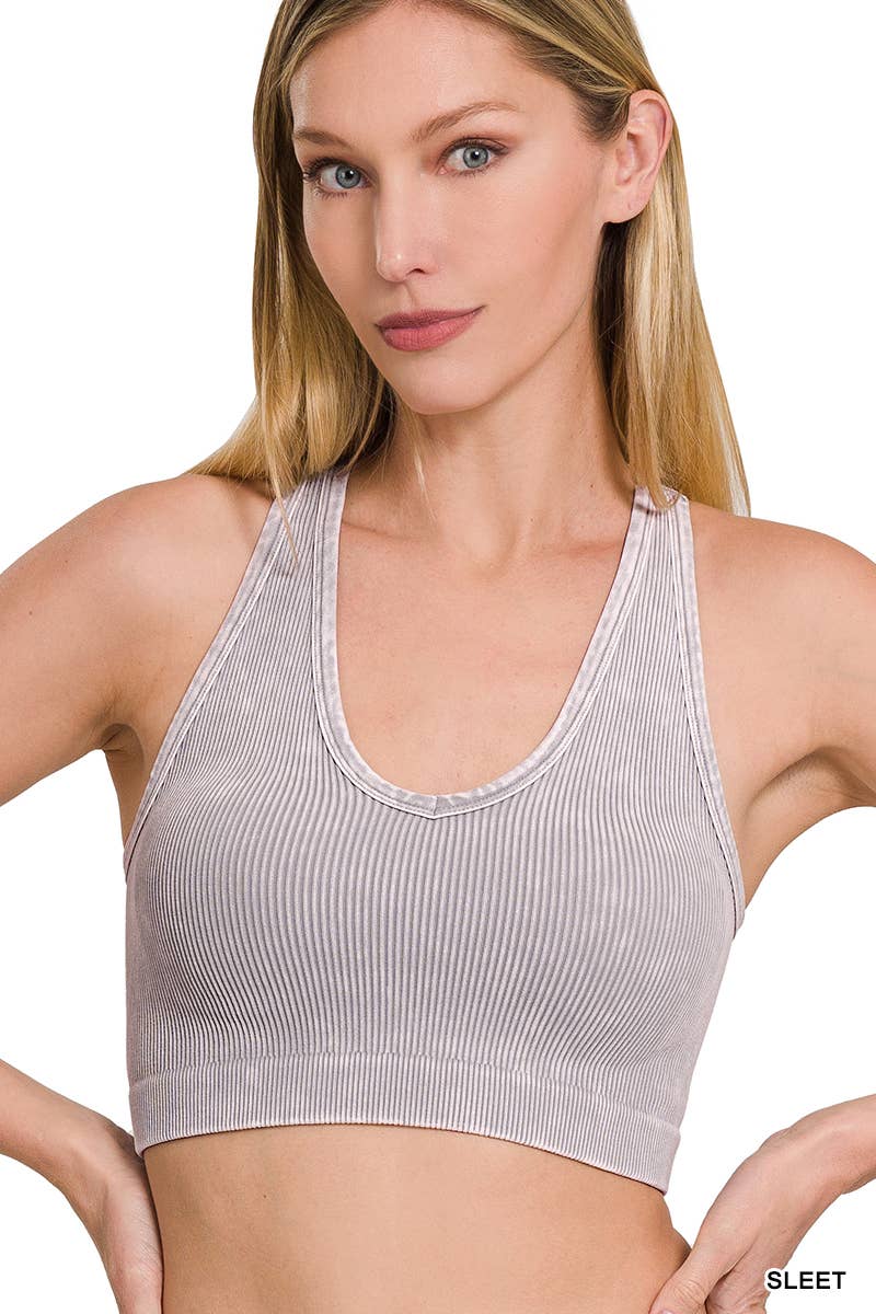•Washed rib Seamless Racerback Bra